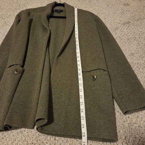 J. Crew Camille sweater-blazer shawl collar AL234 Women's Small Green Wool Blend - Picture 6 of 8